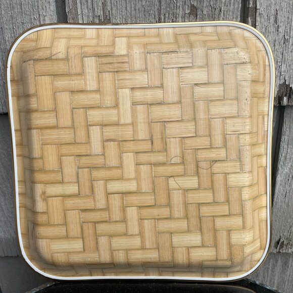 Vintage Hawaii Bamboo Baset Weave Shallow Plate Tray Souvenir Retro - Picture 4 of 4